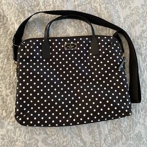 Kate Spade laptop crossbody bag in black and white polka dot